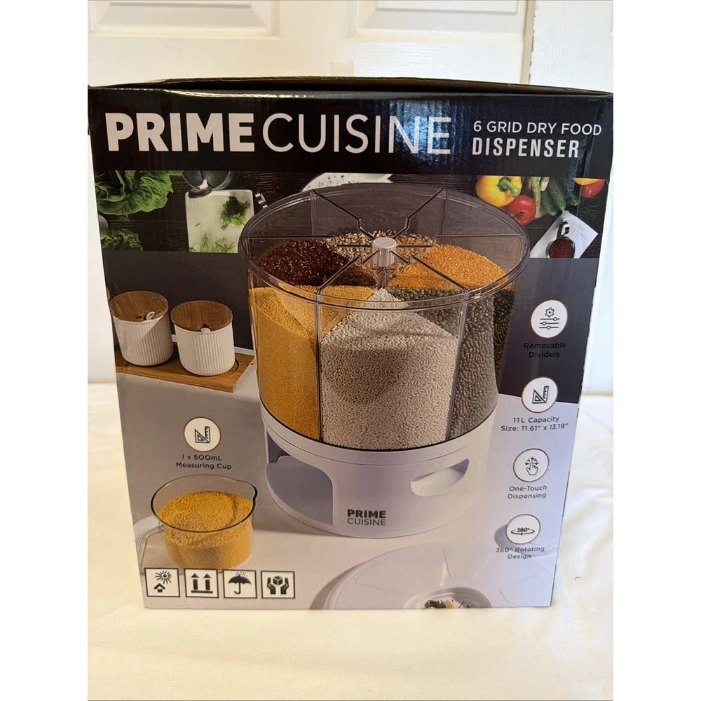 Prime Cuisine 6 Grid Dry Food Dispenser 360 Rotation Capacity
